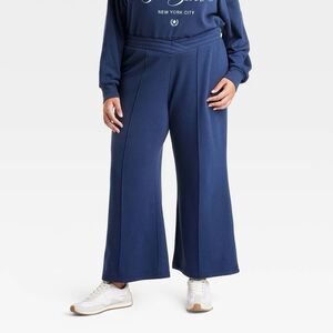 NWT Grayson Threads Navy Blue V Cross Waist Wide Leg Sweatpants- Women's Size 3X